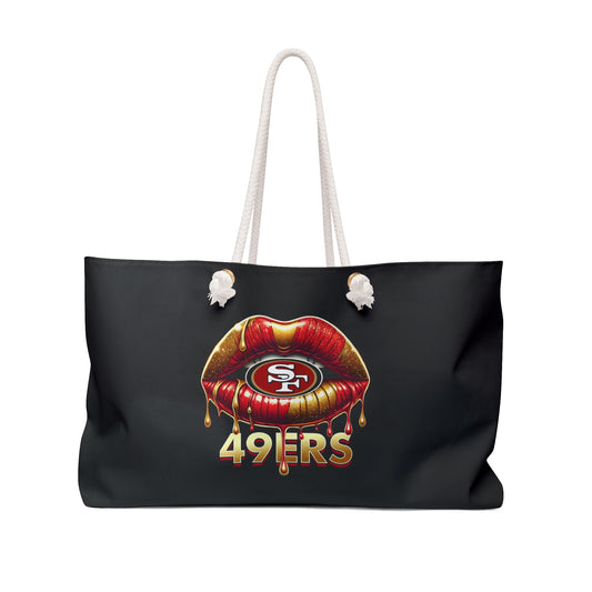 49ers Logo Lips Weekender Bag | NFL Fan Travel Tote