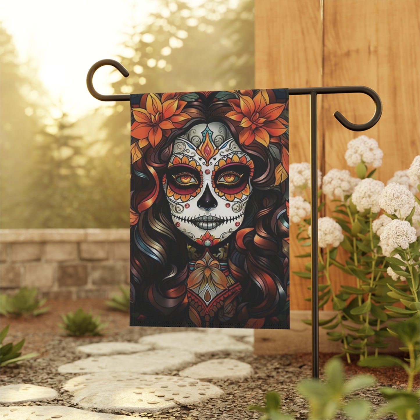 Sugar Skull Woman Garden Flag | House Banner, Day of the Dead Décor