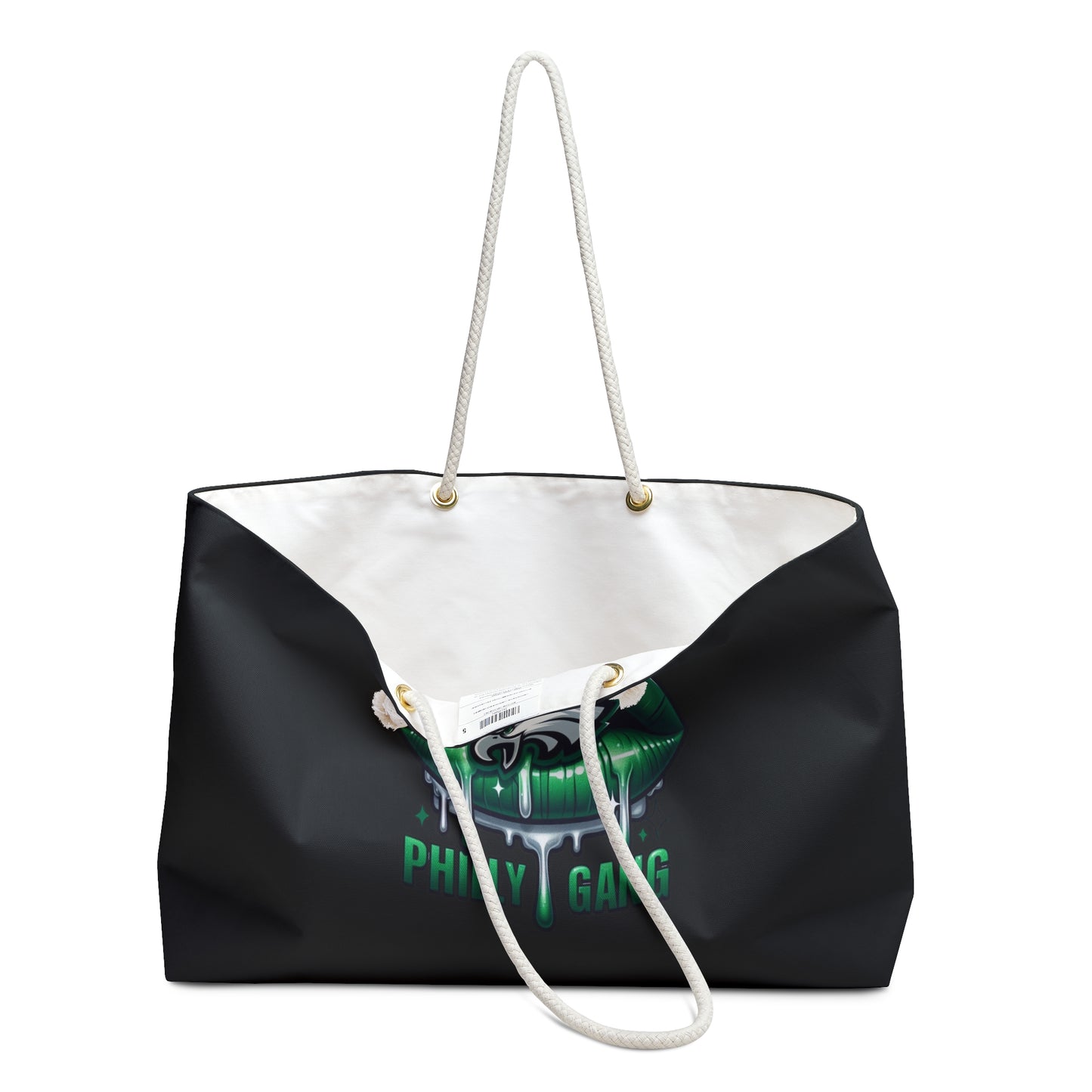 Green Dripping Lips with Philly Gang logo Weekender Bag | Sports Fan Tote