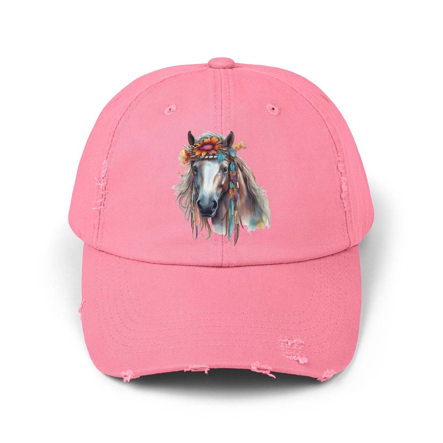 Boho Floral Horse Cap | Distressed Baseball Hat