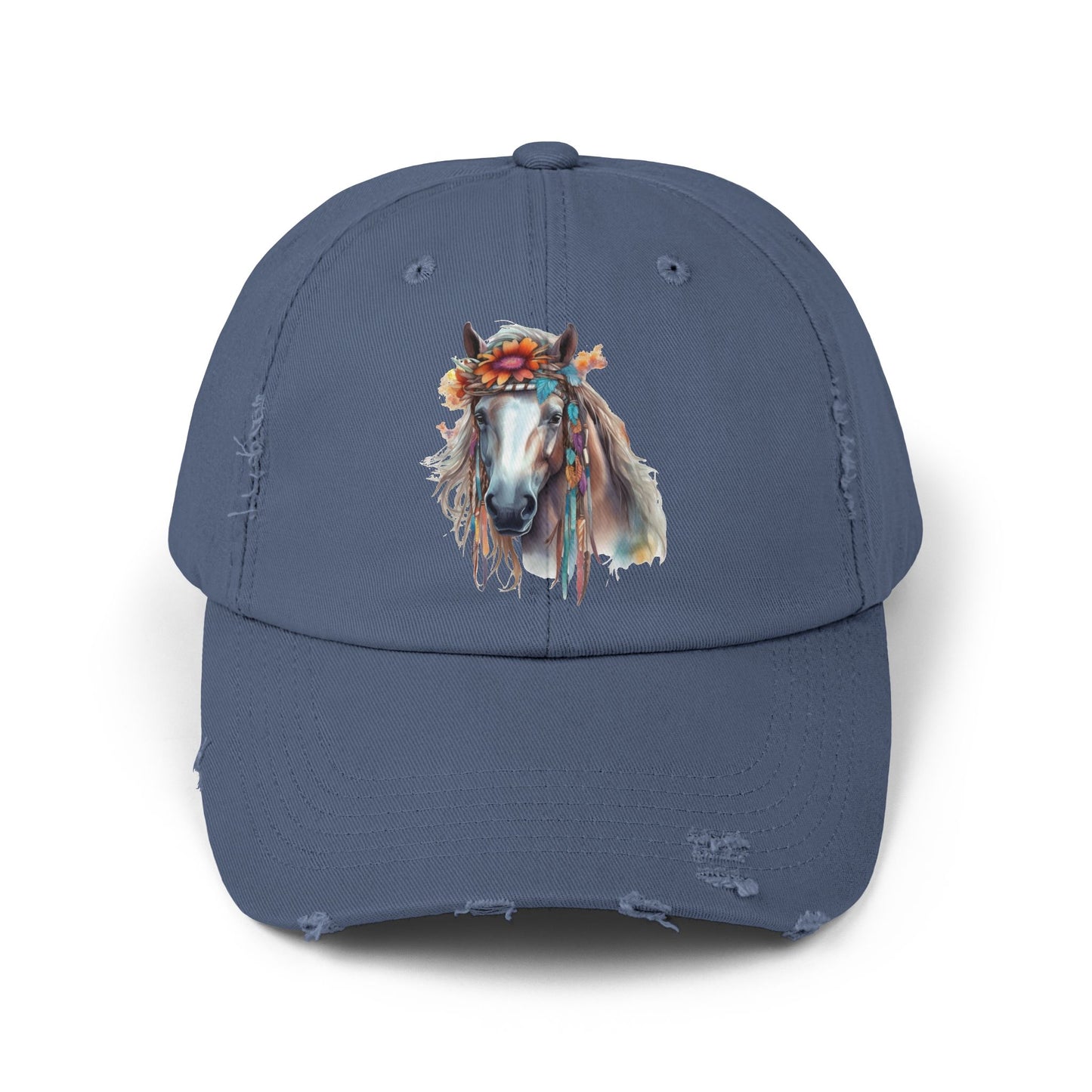 Boho Floral Horse Cap | Distressed Baseball Hat