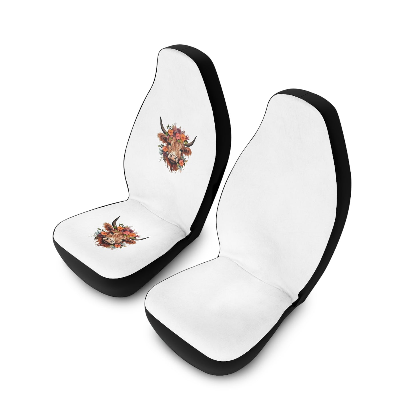 Cow Floral Head Car Seat Covers — Polyester Auto Seat Protector