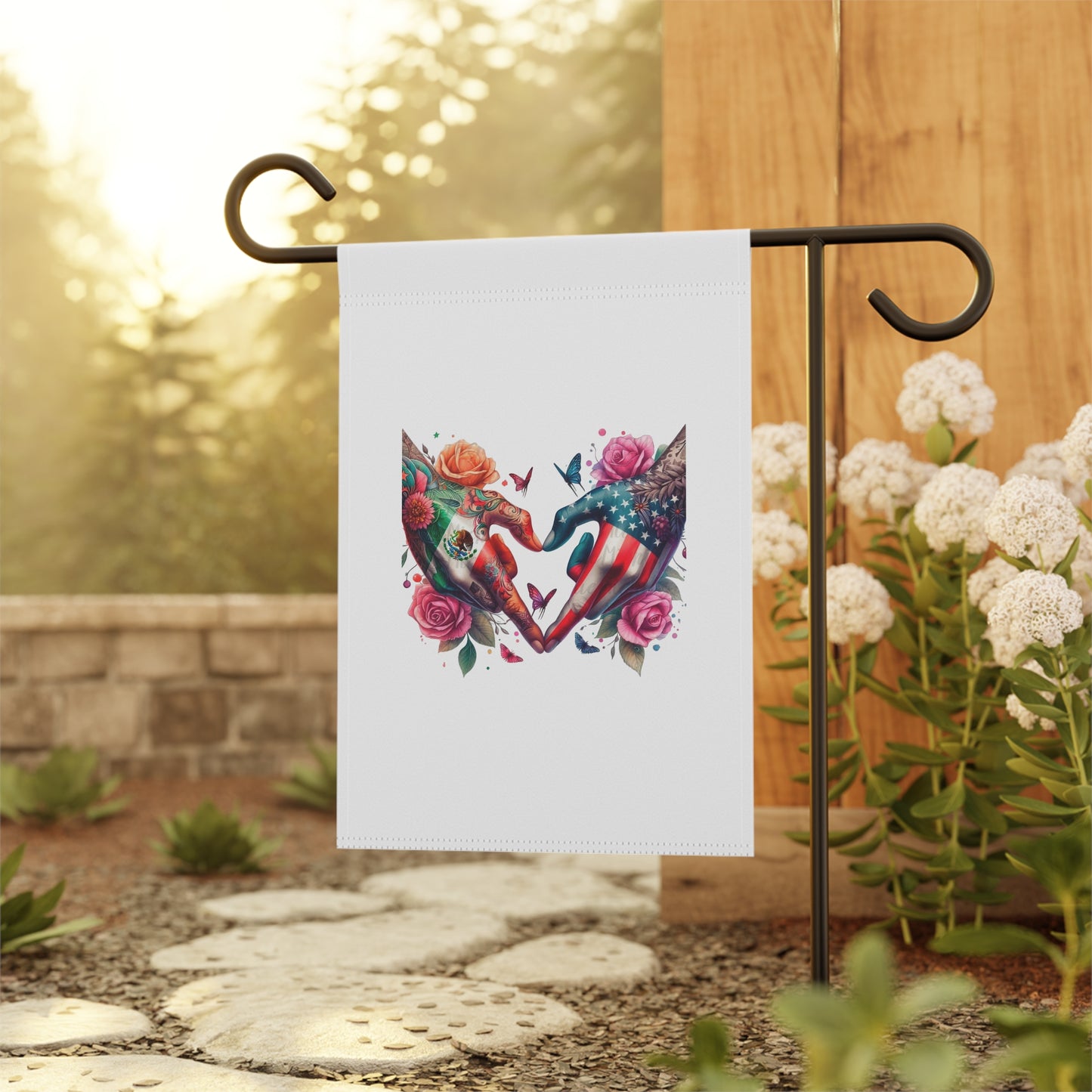 Patriotic Elephant Heart Garden Flag | House Banner, Floral Americana