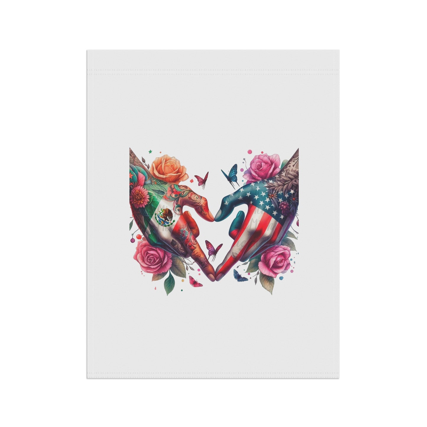 Patriotic Elephant Heart Garden Flag | House Banner, Floral Americana