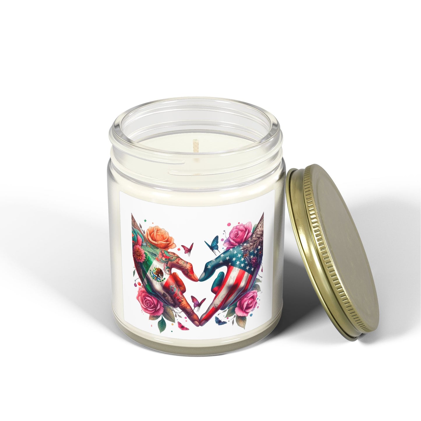 Rose & Butterfly Heart Candle — Scented Coconut Apricot Wax (4oz & 9oz)