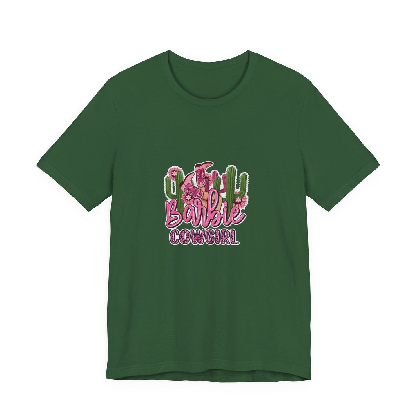 Barbie Cowgirl T‑Shirt – Pink Western Cactus Graphic Tee