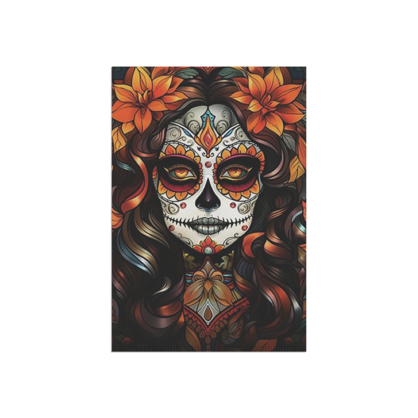 Sugar Skull Woman Garden Flag | House Banner, Day of the Dead Décor