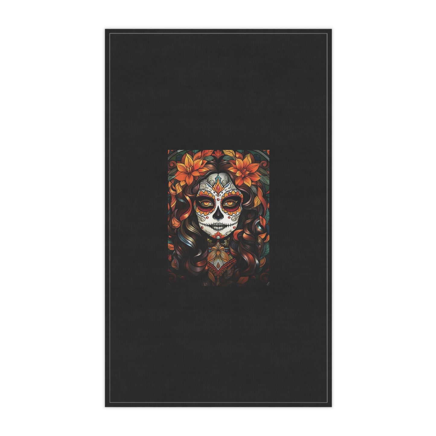 Sugar Skull Woman Tea Towel | Dia de los Muertos Kitchen Towel