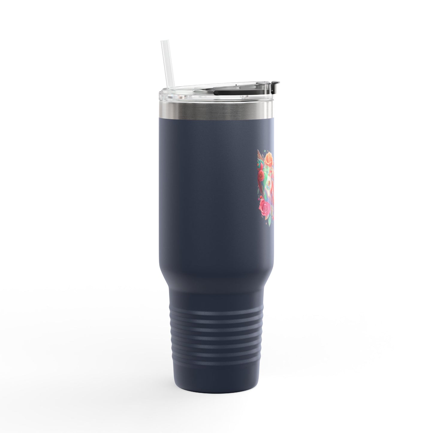 Colorful Floral Elephant Heart Travel Mug | 40oz Insulated Tumbler