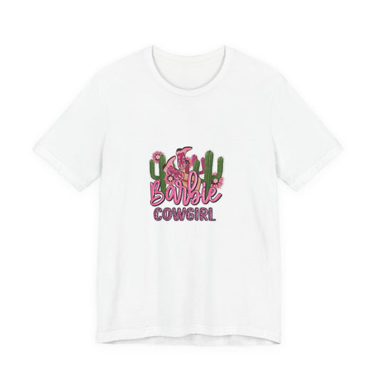 Barbie Cowgirl T‑Shirt – Pink Western Cactus Graphic Tee