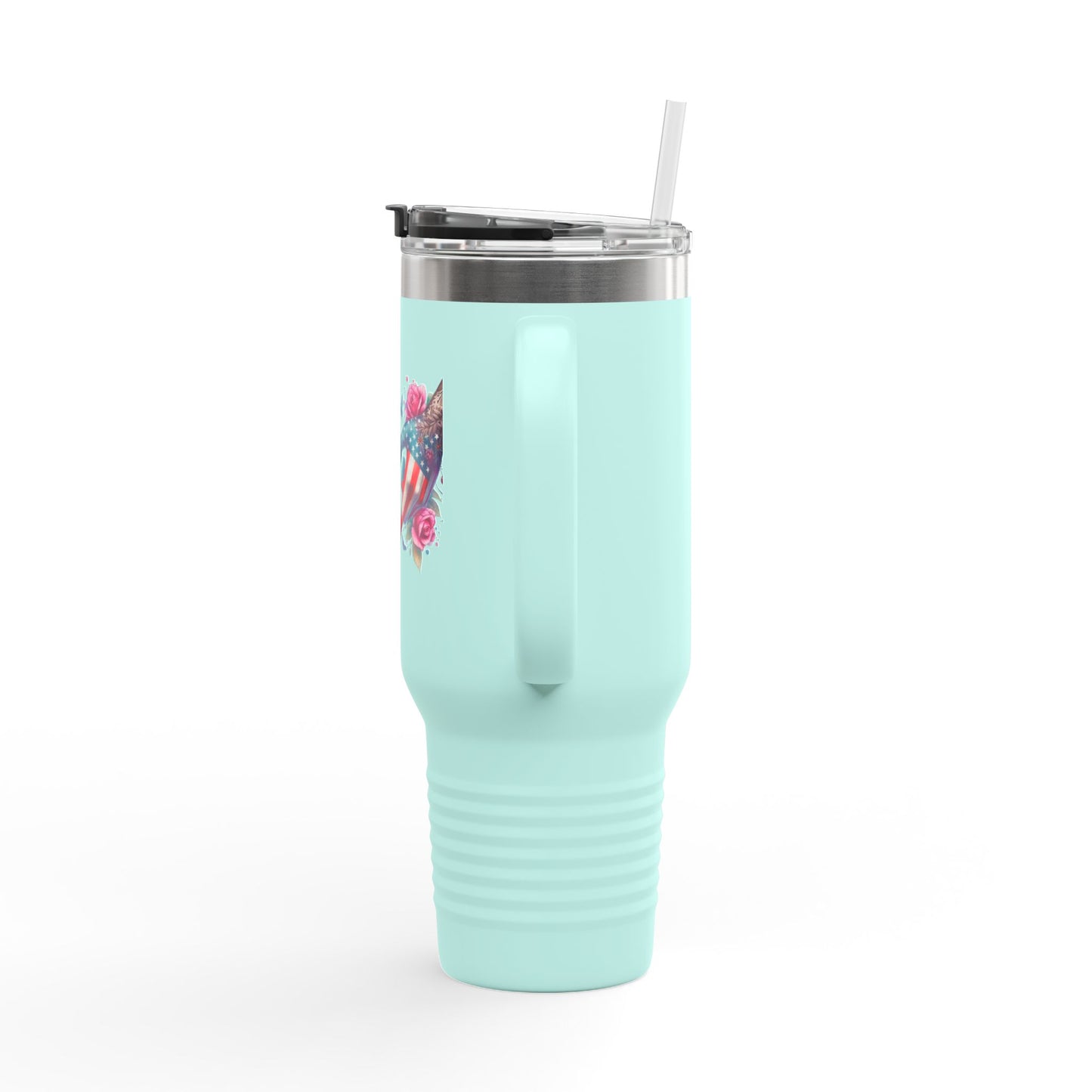 Colorful Floral Elephant Heart Travel Mug | 40oz Insulated Tumbler