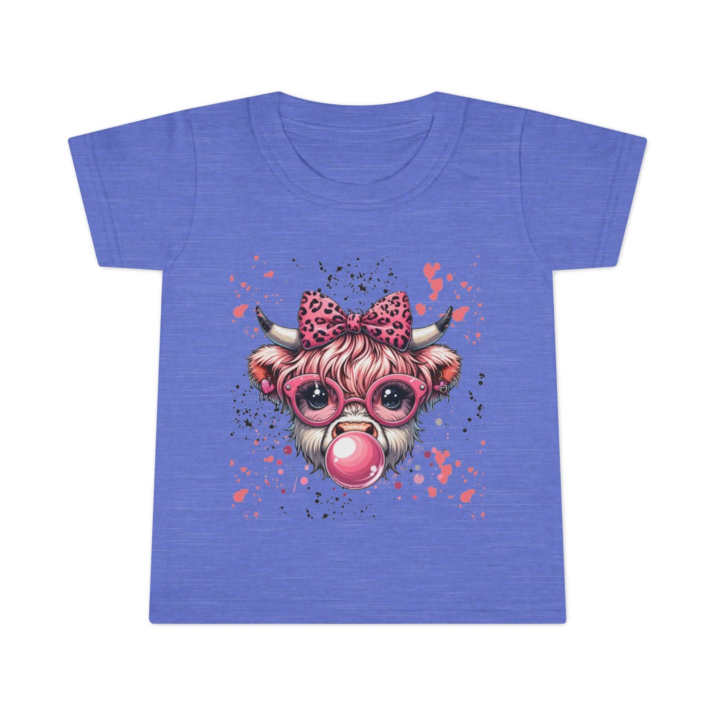 Bubblegum Cow toddler t-shirt | pink bow sunglasses playful farm animal