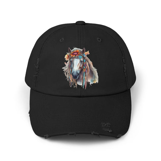 Boho Floral Horse Cap | Distressed Baseball Hat