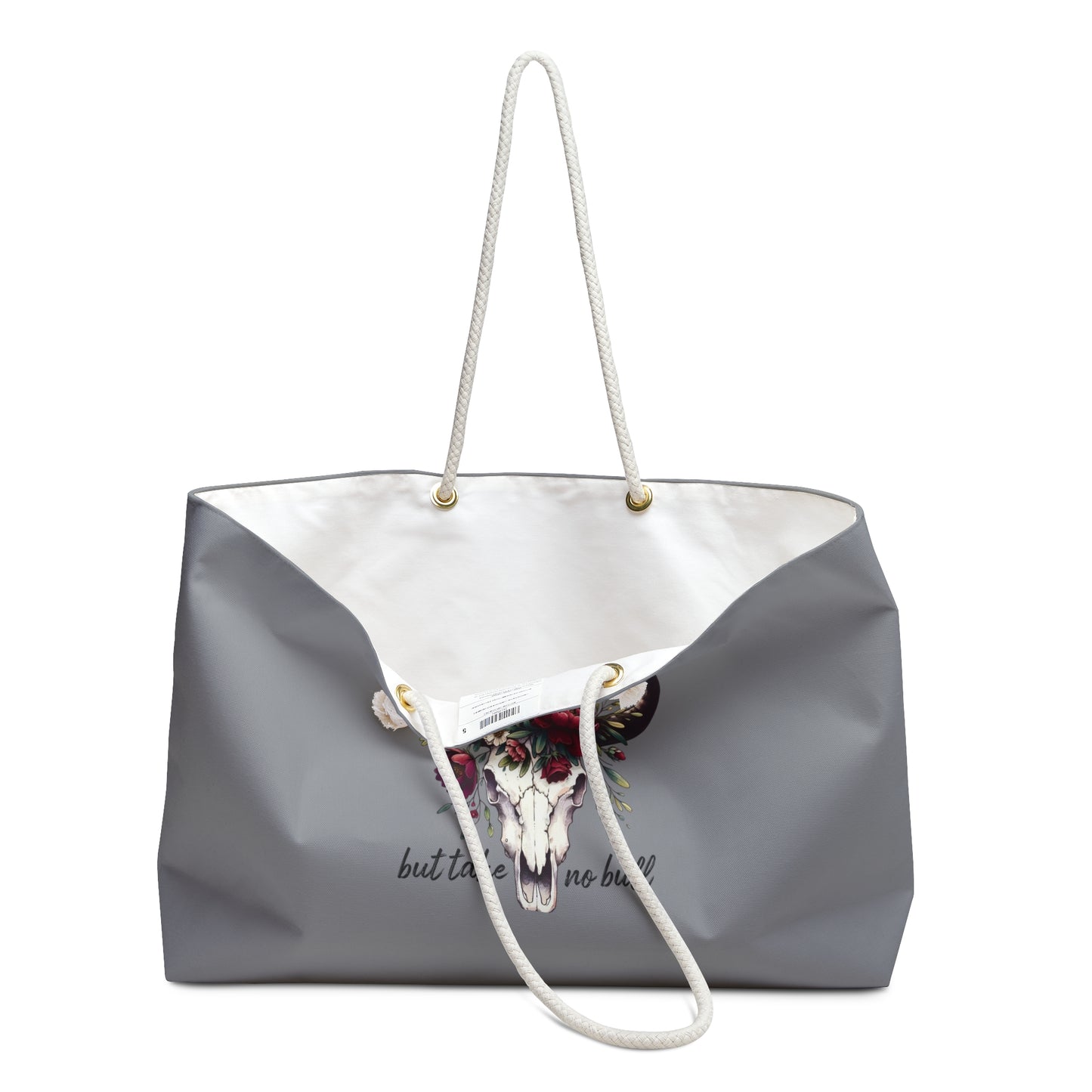 Floral Bull Skull Southwestern Boho Weekender Bag | Floral Cow Skull Tote