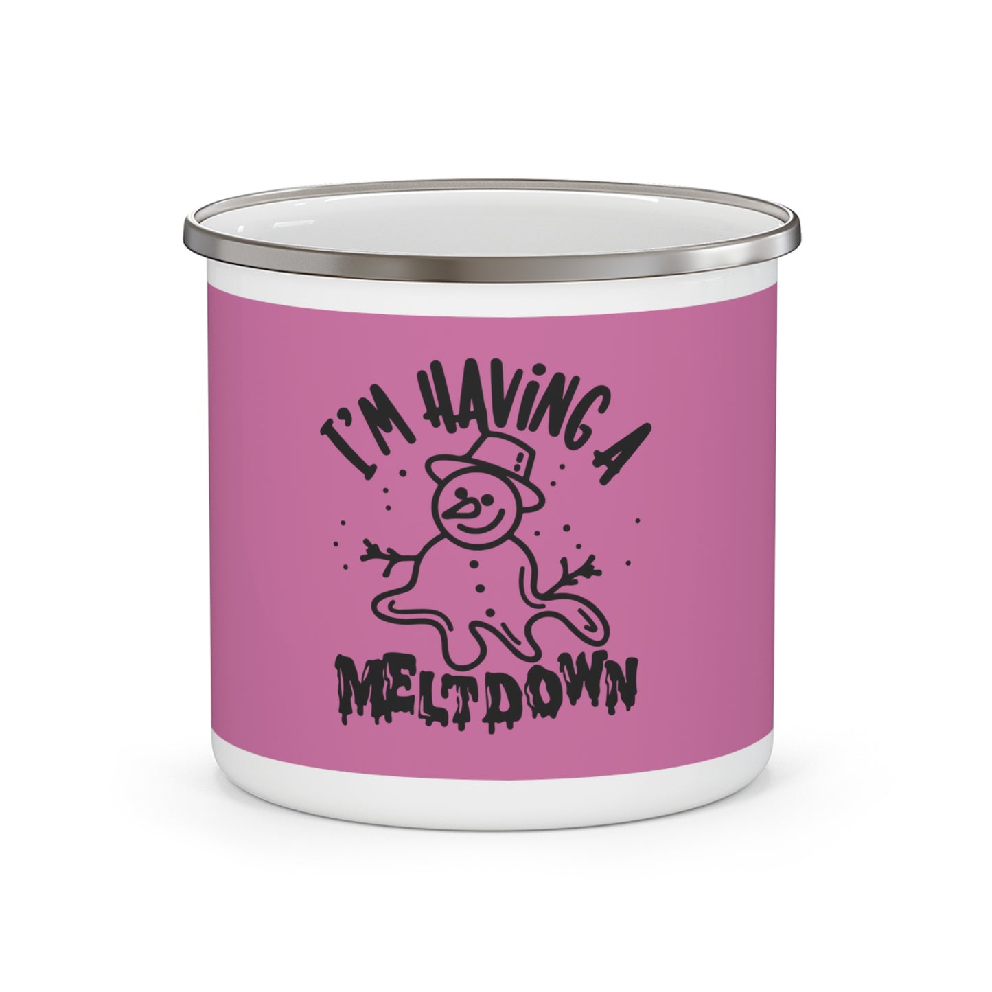 Enamel Mug — "I'm Having a Meltdown" Cute Melting Snowman Camping Cup