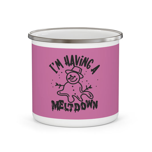 Enamel Mug — "I'm Having a Meltdown" Cute Melting Snowman Camping Cup