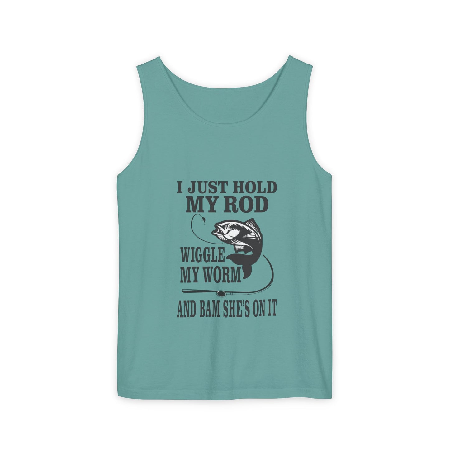 I Just Hold My Rod Fishing Tank Top | Funny Fishing Quote, Bass Graphic