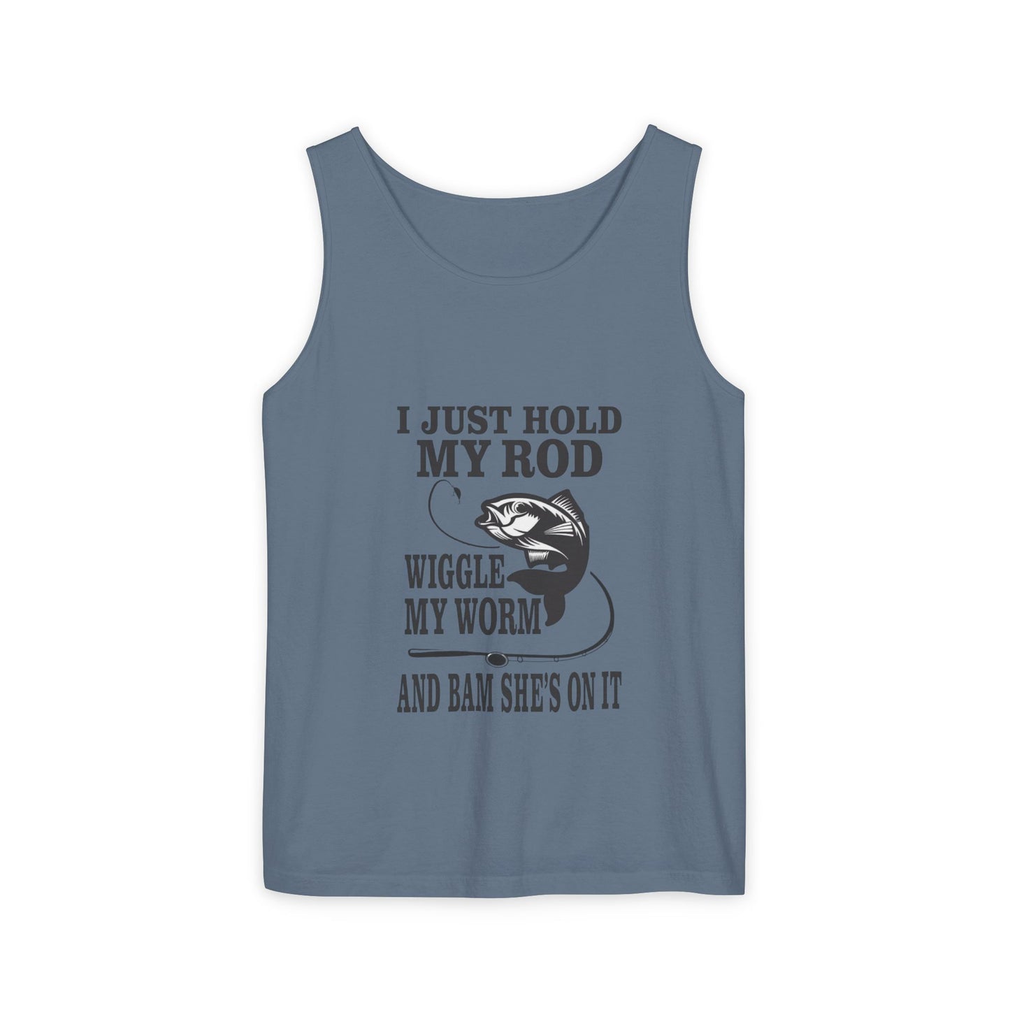 I Just Hold My Rod Fishing Tank Top | Funny Fishing Quote, Bass Graphic