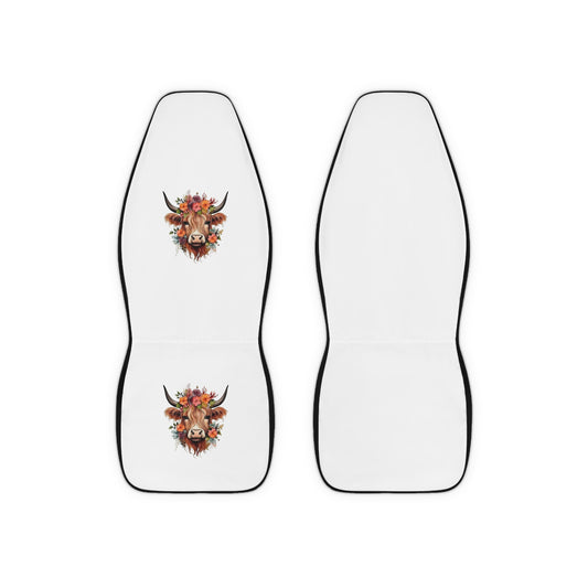 Cow Floral Head Car Seat Covers — Polyester Auto Seat Protector