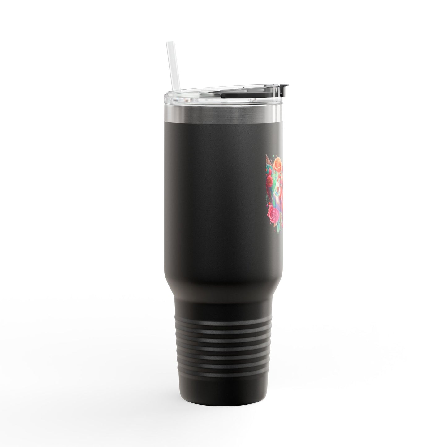 Colorful Floral Elephant Heart Travel Mug | 40oz Insulated Tumbler