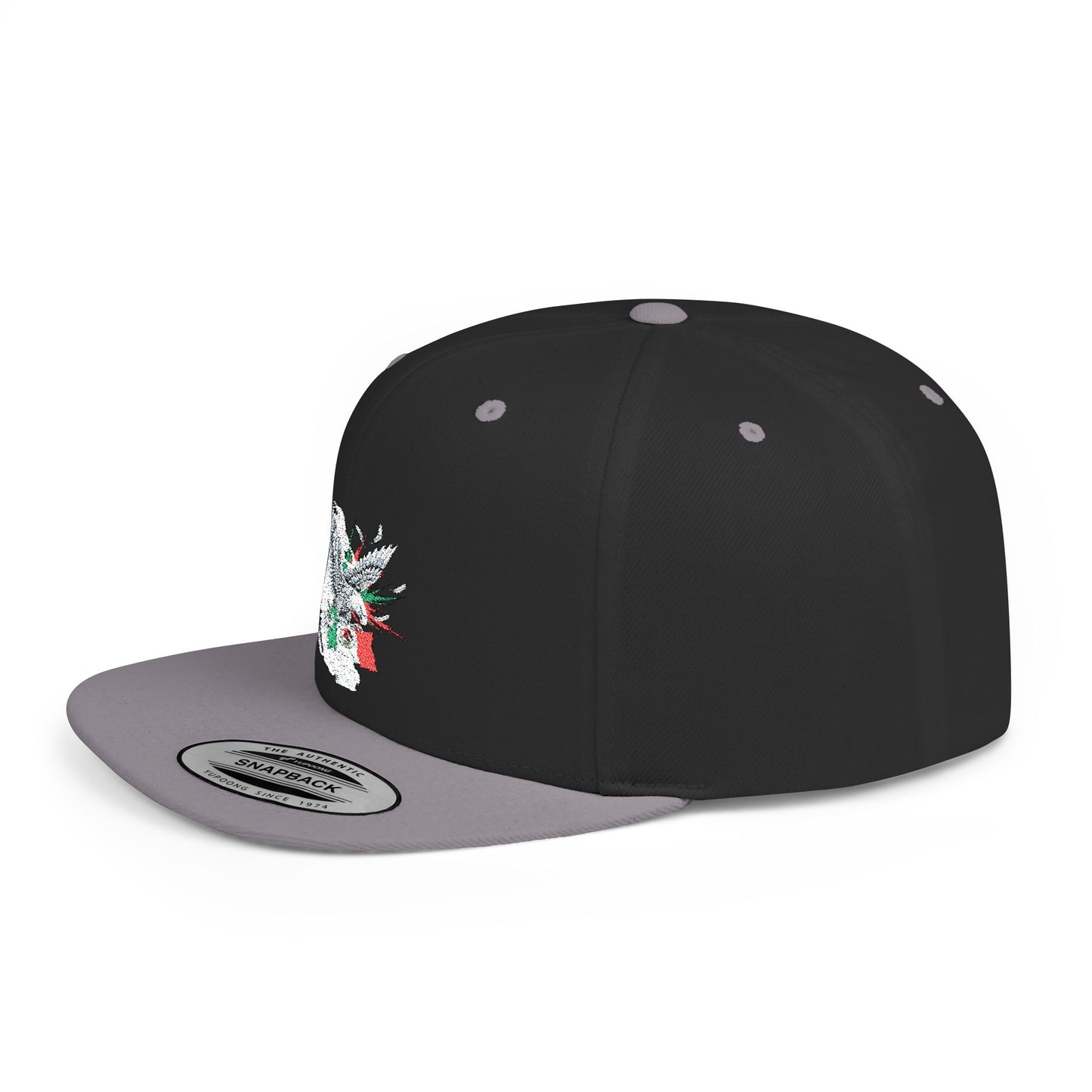 Mexican Flag Skull Flat Bill Snapback | Mexico Skull Cap, Grunge Patriotic Hat