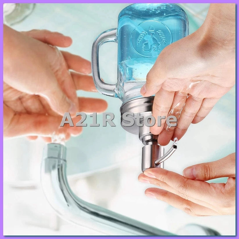 2 Pack Jar Soap Dispenser Lids Kit Stainless Steel Lotion Dispenser Pump Soap Dispenser Lids Rust Proof Bathroom-A21I