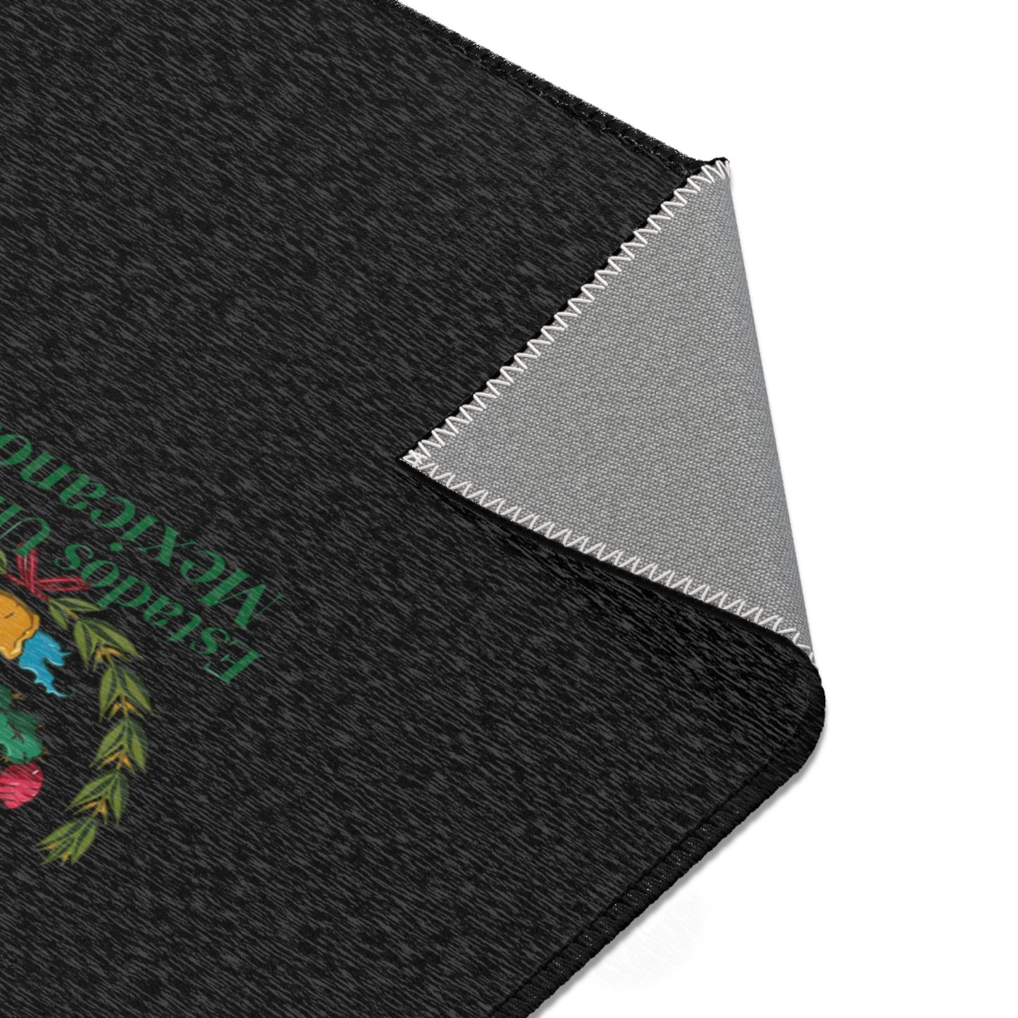 Mexican Coat of Arms Black Area Rug – Emblematic Aztec Eagle Accent Rug