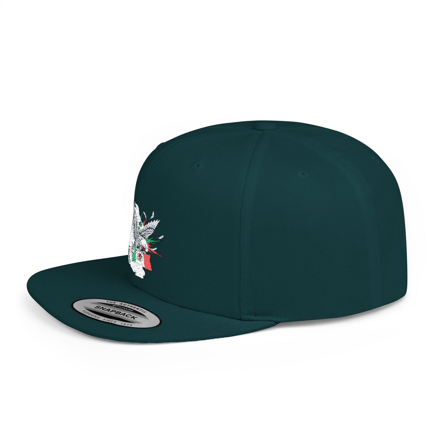 Mexican Flag Skull Flat Bill Snapback | Mexico Skull Cap, Grunge Patriotic Hat