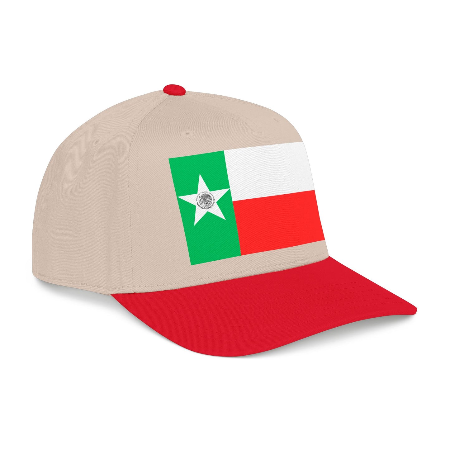 Mexico Flag Star embroidered Tricolor Mid Profile Baseball Cap | Mexican Flag Cap