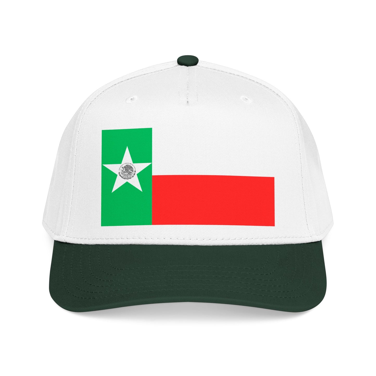 Mexico Flag Star embroidered Tricolor Mid Profile Baseball Cap | Mexican Flag Cap
