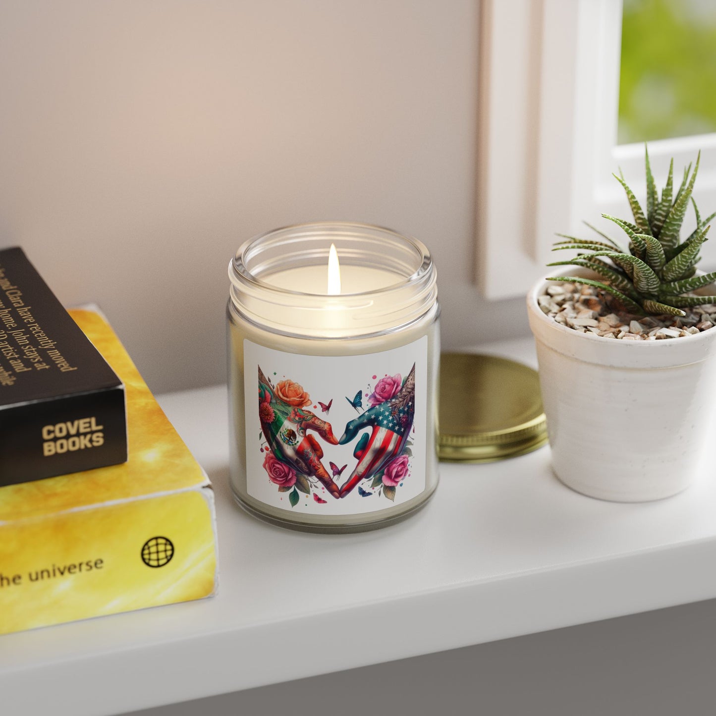 Rose & Butterfly Heart Candle — Scented Coconut Apricot Wax (4oz & 9oz)