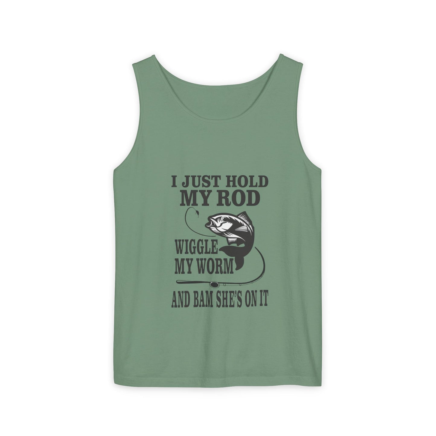 I Just Hold My Rod Fishing Tank Top | Funny Fishing Quote, Bass Graphic