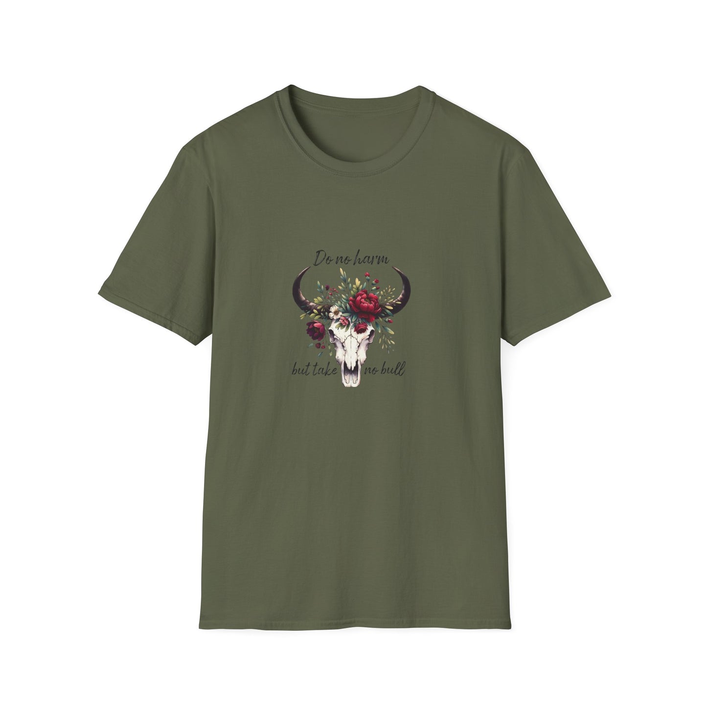 Floral Bull Skull Southwestern Boho Cow Skull T-Shirt | Floral Cow Skull Tee