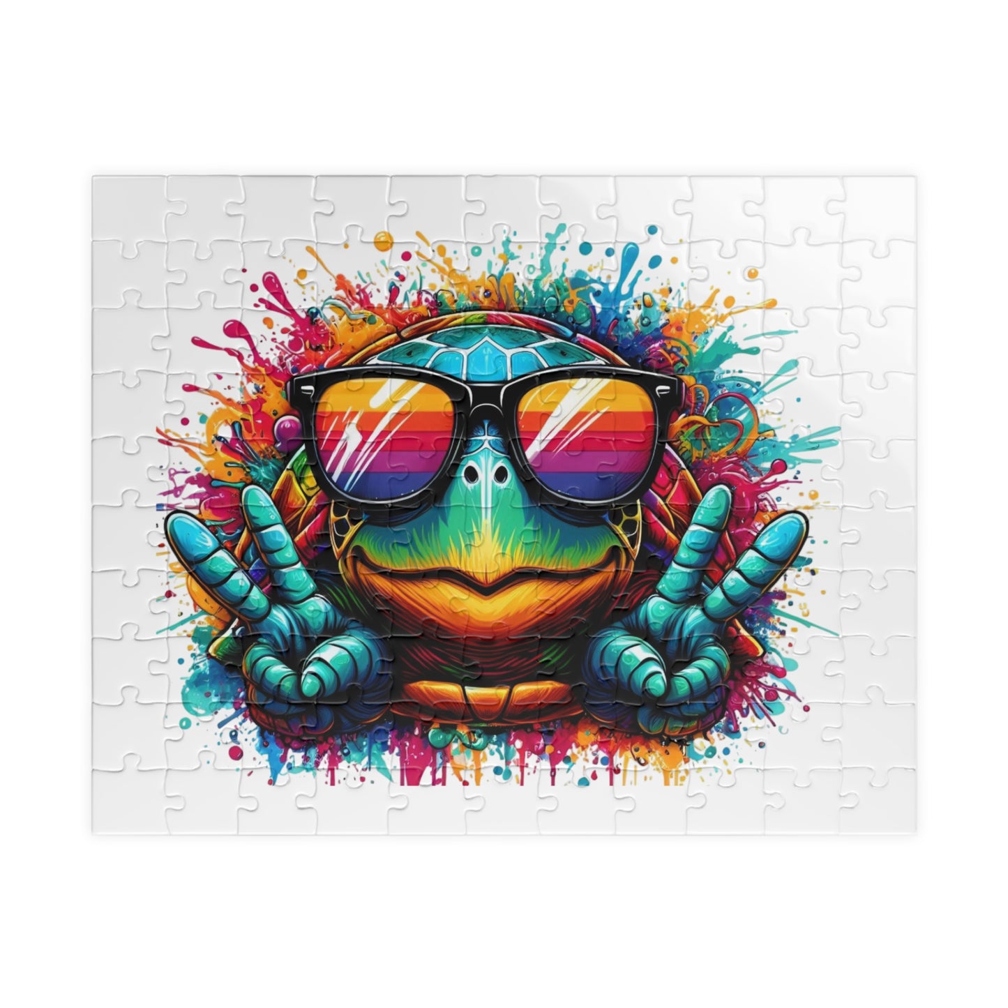 Colorful Turtle with Sunglasses Puzzle | Vibrant Tropical Animal Jigsaw