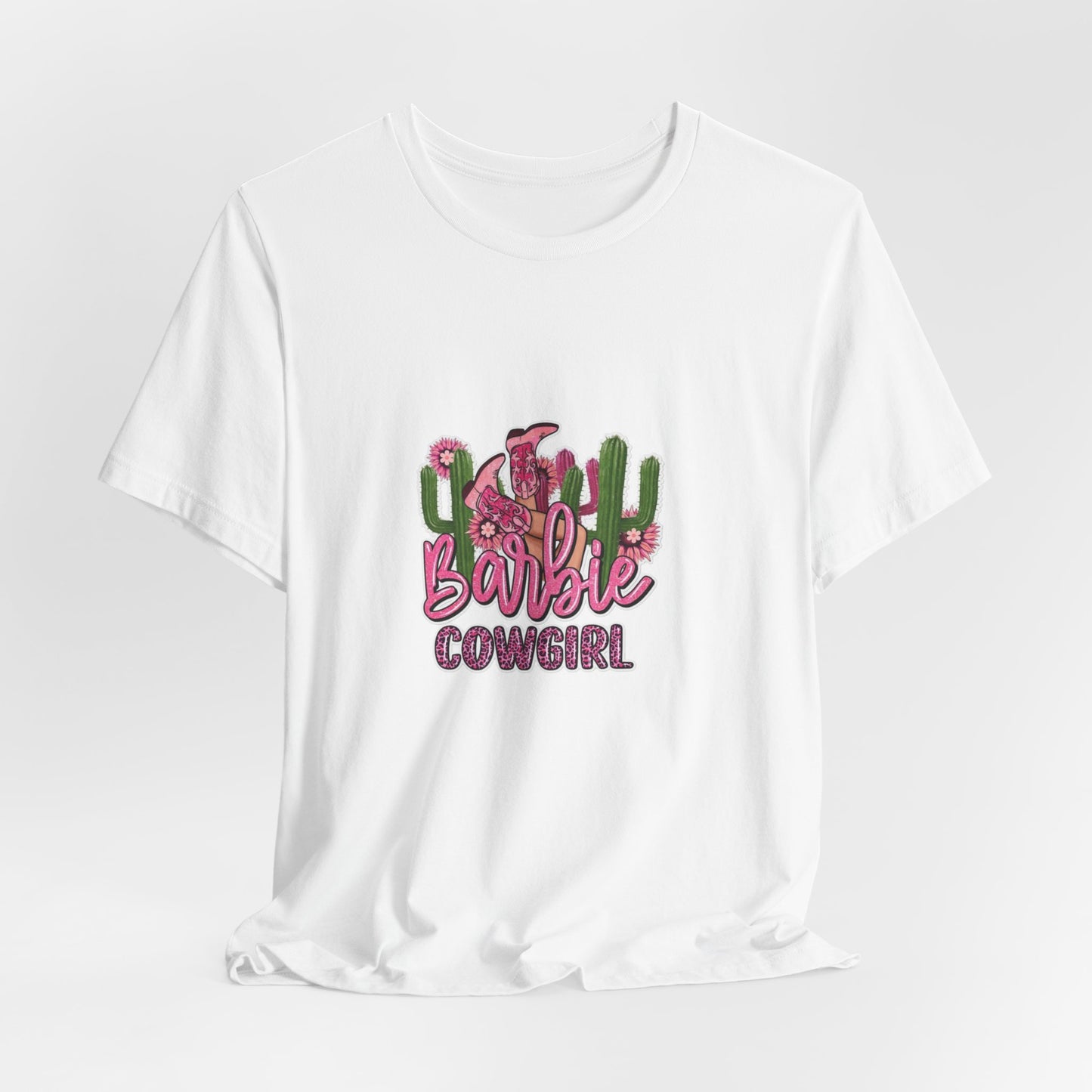 Barbie Cowgirl T‑Shirt – Pink Western Cactus Graphic Tee
