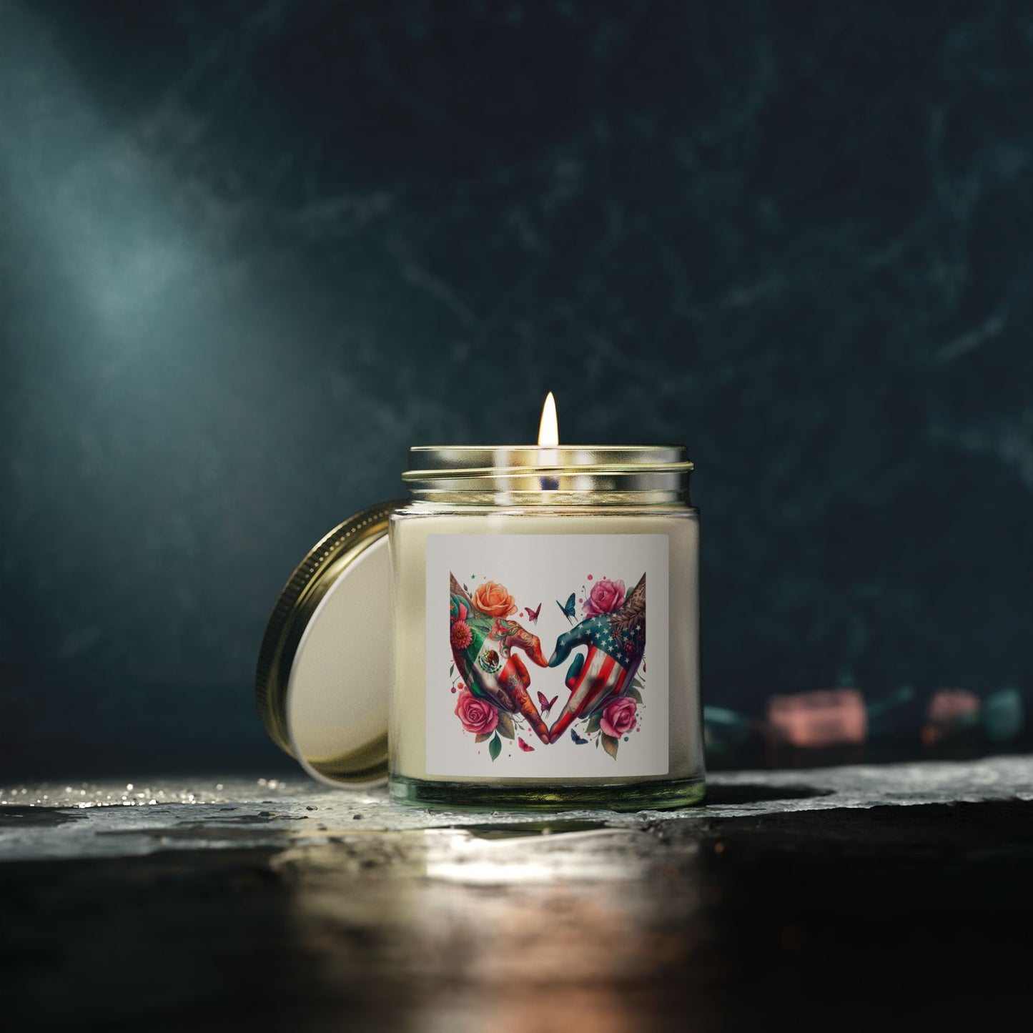 Rose & Butterfly Heart Candle — Scented Coconut Apricot Wax (4oz & 9oz)