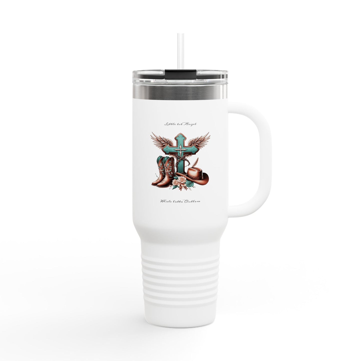 Cross with Cowboy Boots Travel Mug | 40oz Insulated Tumbler