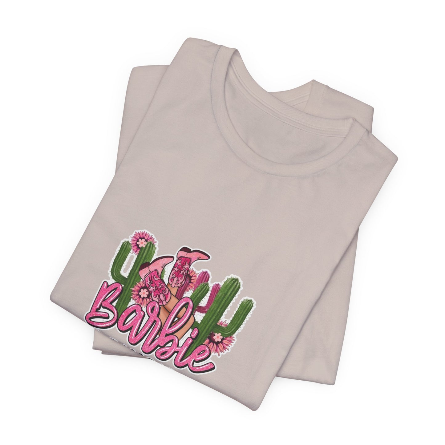 Barbie Cowgirl T‑Shirt – Pink Western Cactus Graphic Tee