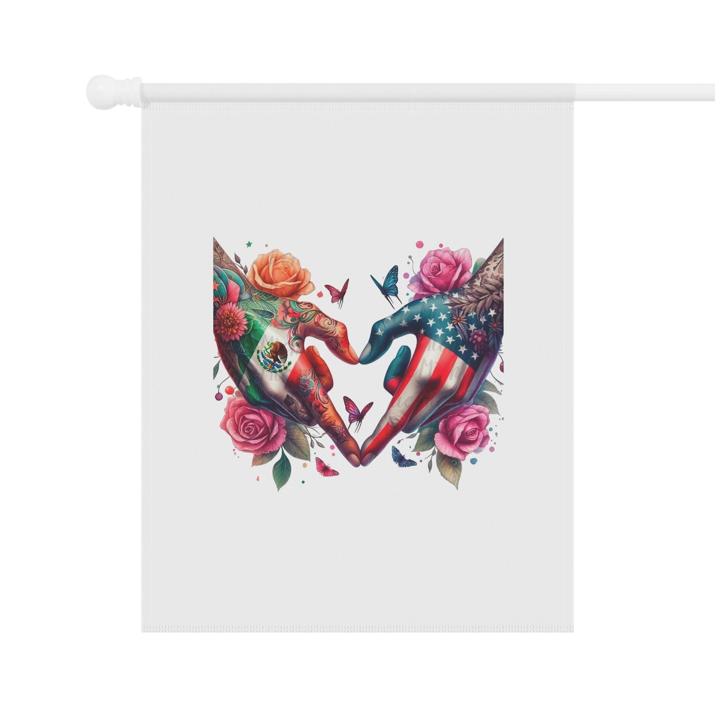 Patriotic Elephant Heart Garden Flag | House Banner, Floral Americana