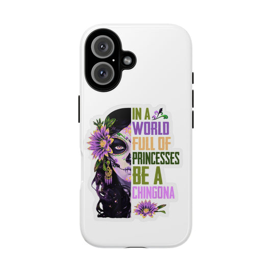 Day of the Dead Skull with Flowers phone case | In a world full of princesses be a chingona