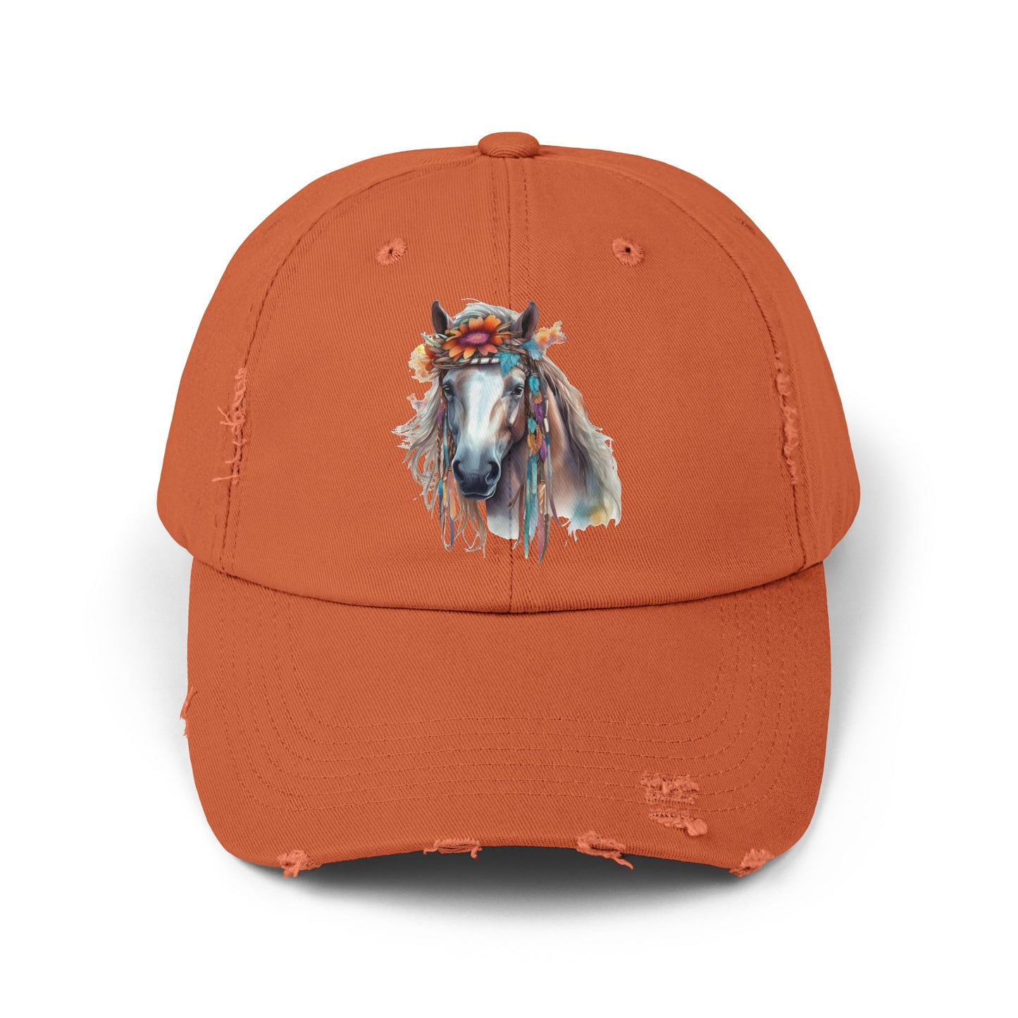 Boho Floral Horse Cap | Distressed Baseball Hat