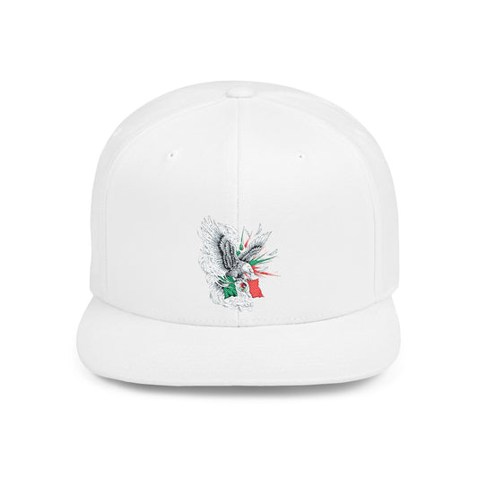 Mexican Flag Skull Flat Bill Snapback | Mexico Skull Cap, Grunge Patriotic Hat