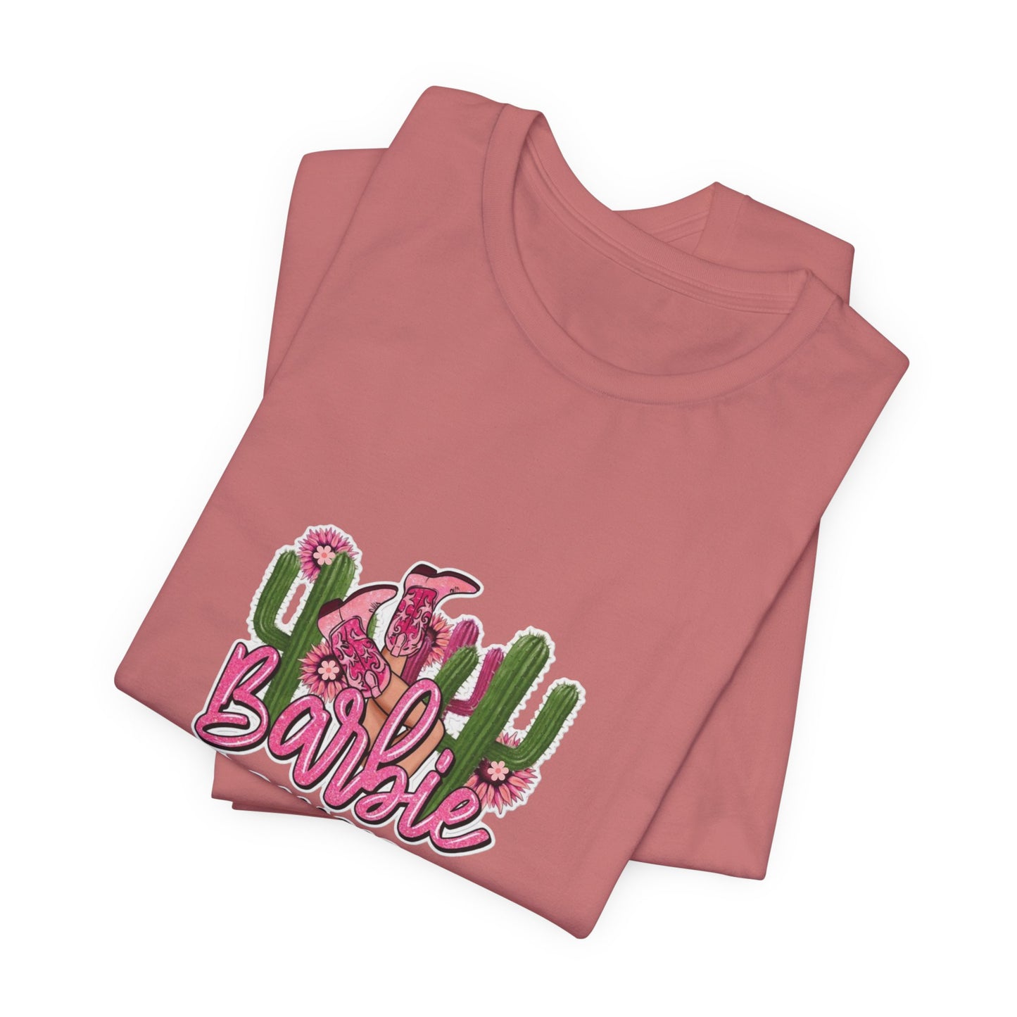Barbie Cowgirl T‑Shirt – Pink Western Cactus Graphic Tee
