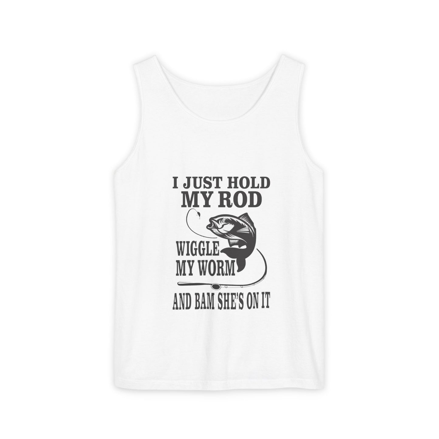I Just Hold My Rod Fishing Tank Top | Funny Fishing Quote, Bass Graphic