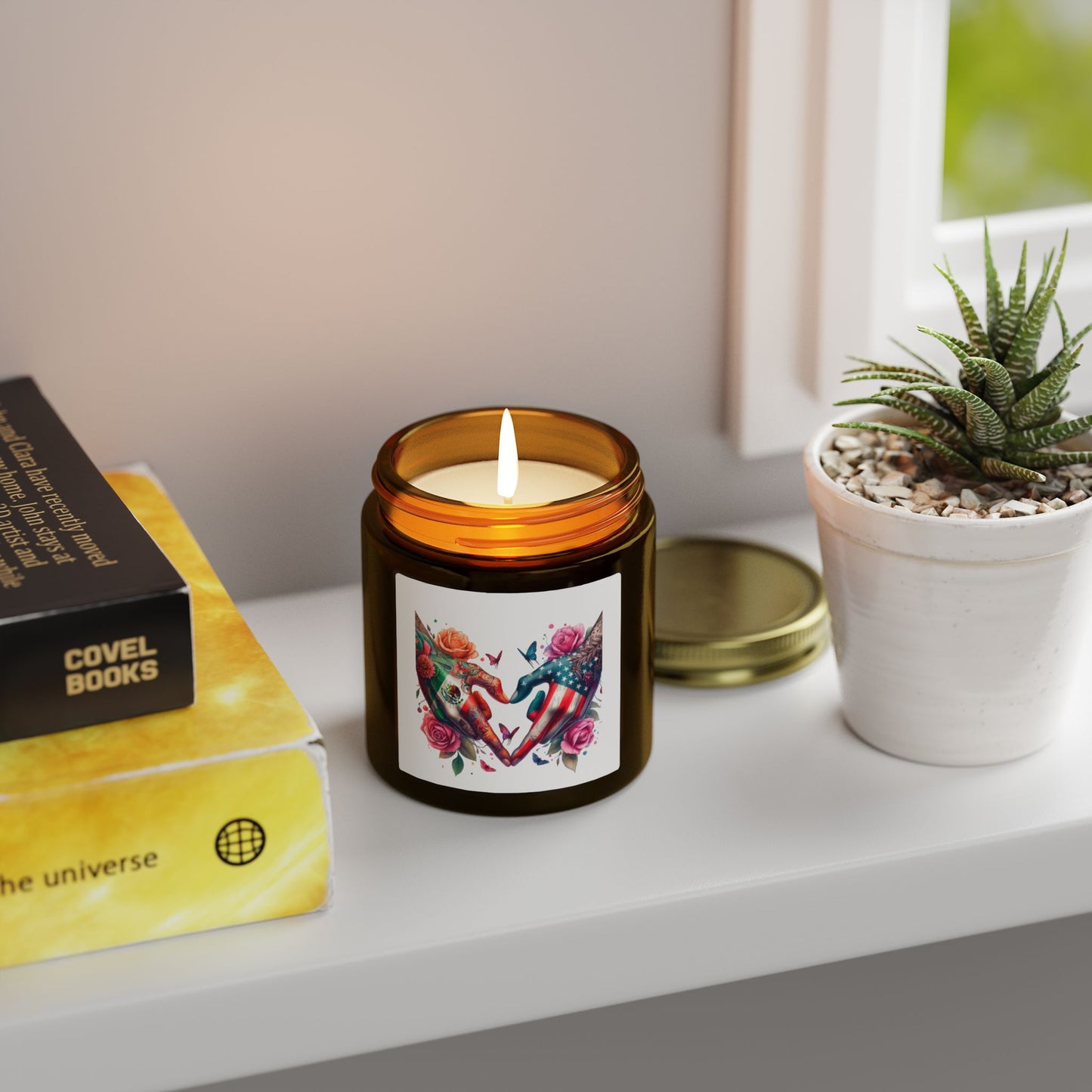 Rose & Butterfly Heart Candle — Scented Coconut Apricot Wax (4oz & 9oz)