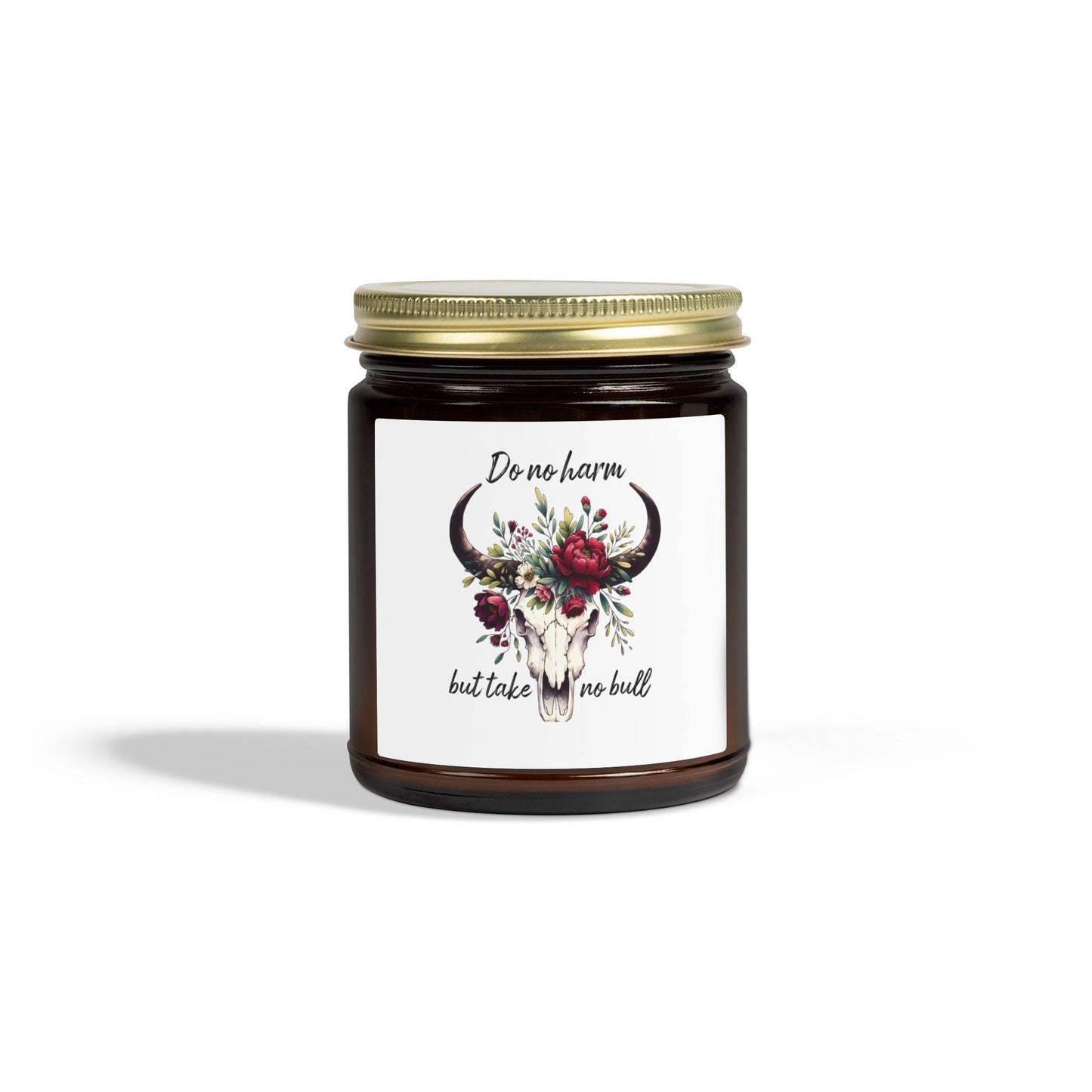 Floral Bull Skull Southwestern Cow Skull Candle | Scented Coconut Apricot Wax