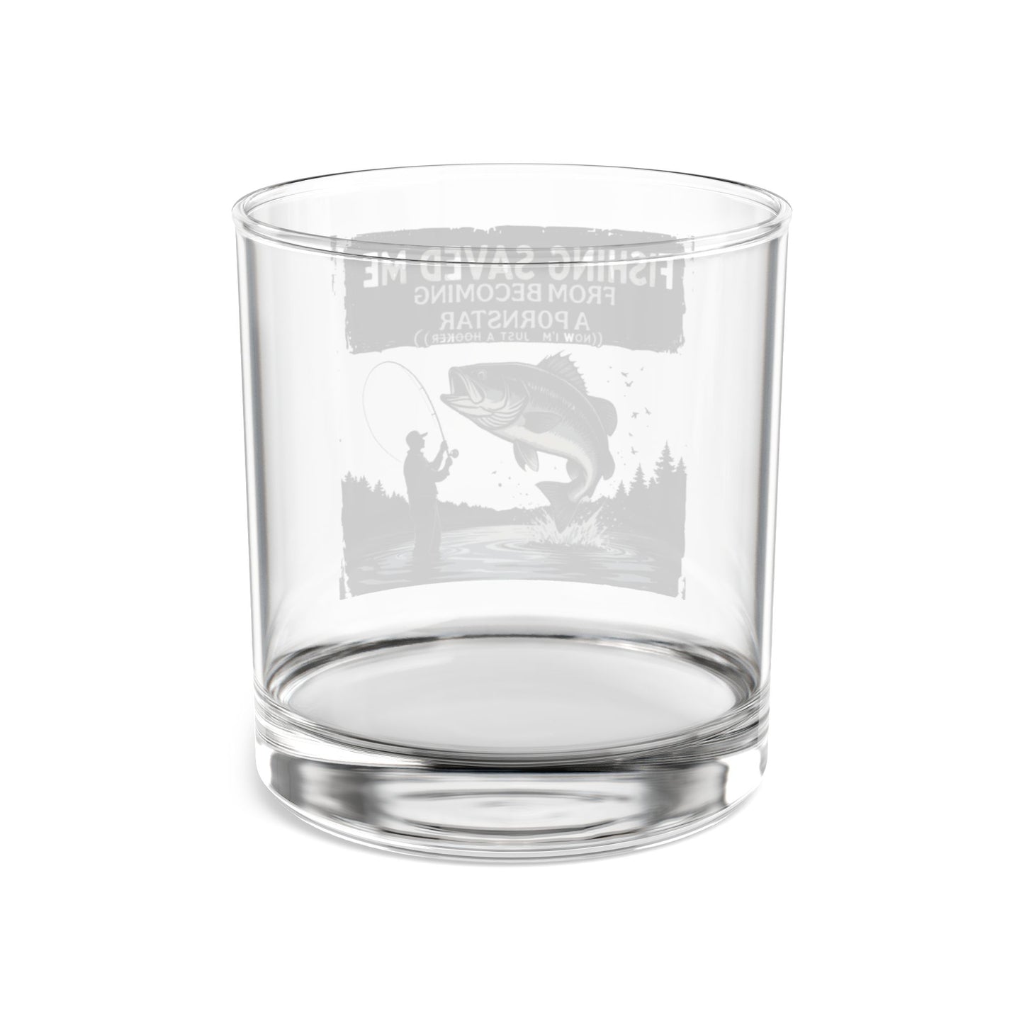 Fishing Saved Me graphic Rocks Glass | 10oz Whiskey Tumbler