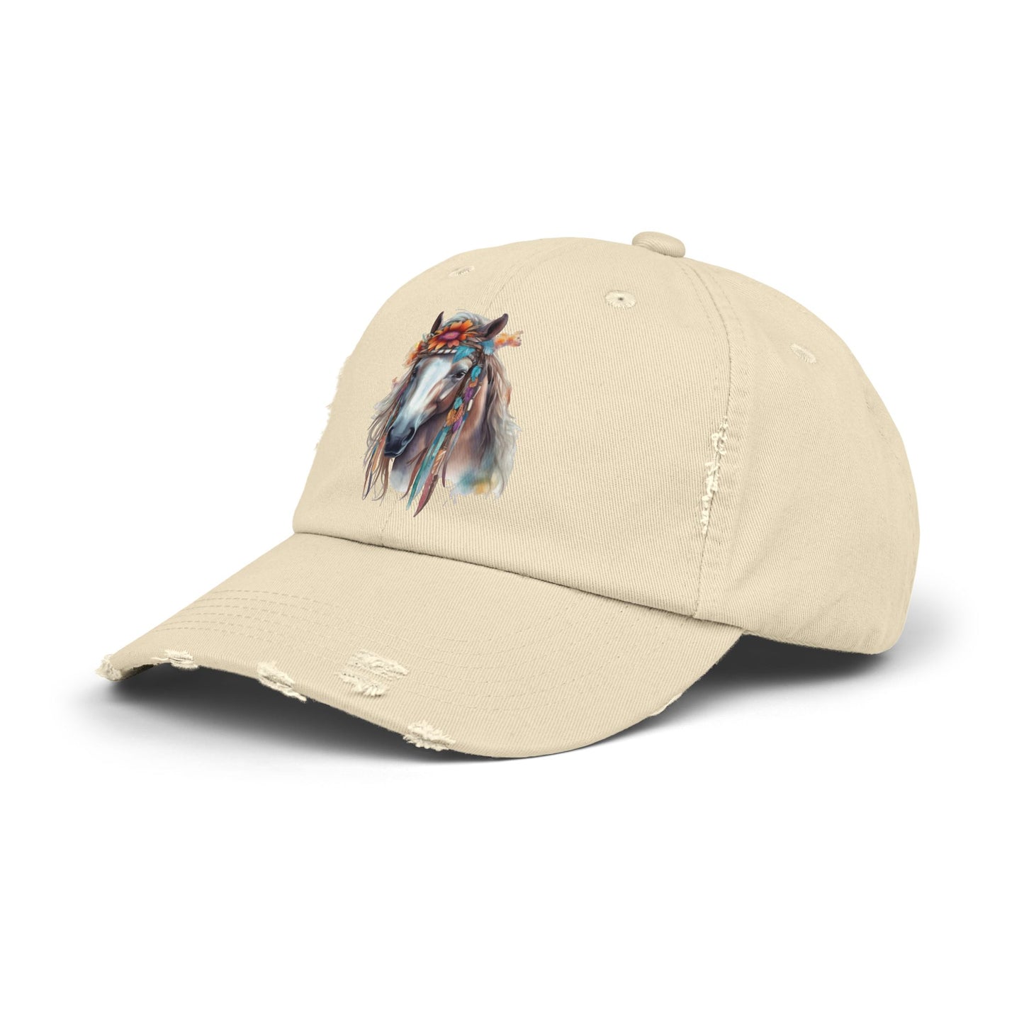 Boho Floral Horse Cap | Distressed Baseball Hat
