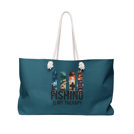 Fishing Is My Therapy Weekender Bag – Nautical Travel Tote for Anglers