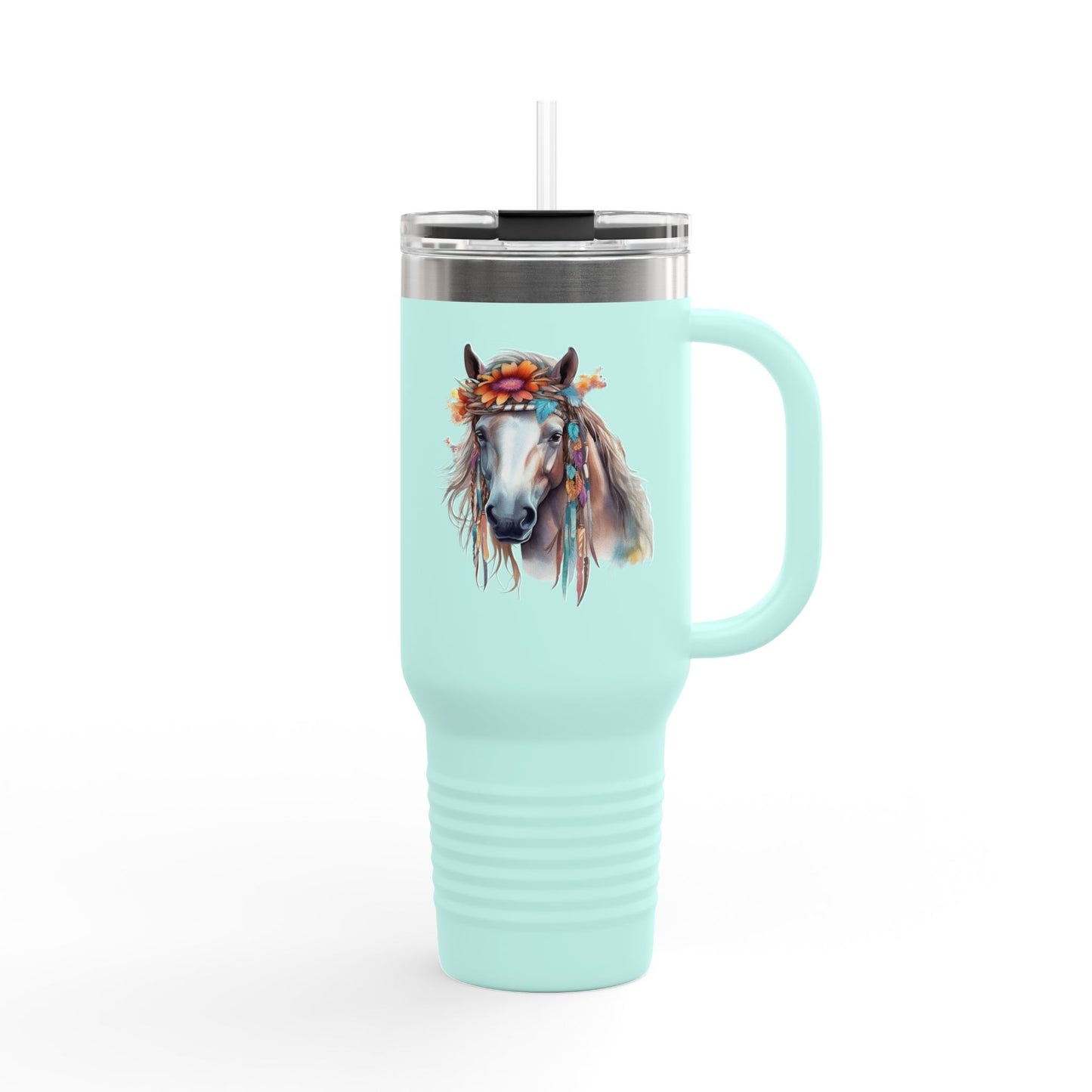 Boho Floral Horse Insulated Travel Mug | 40oz